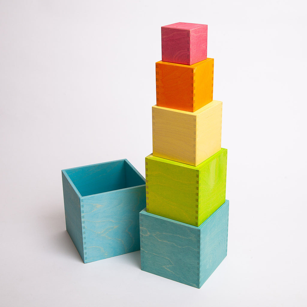 Large Set of Boxes Pastel - Grimm's Spiel & Holtz - The Acorn Store - Wooden Toy
