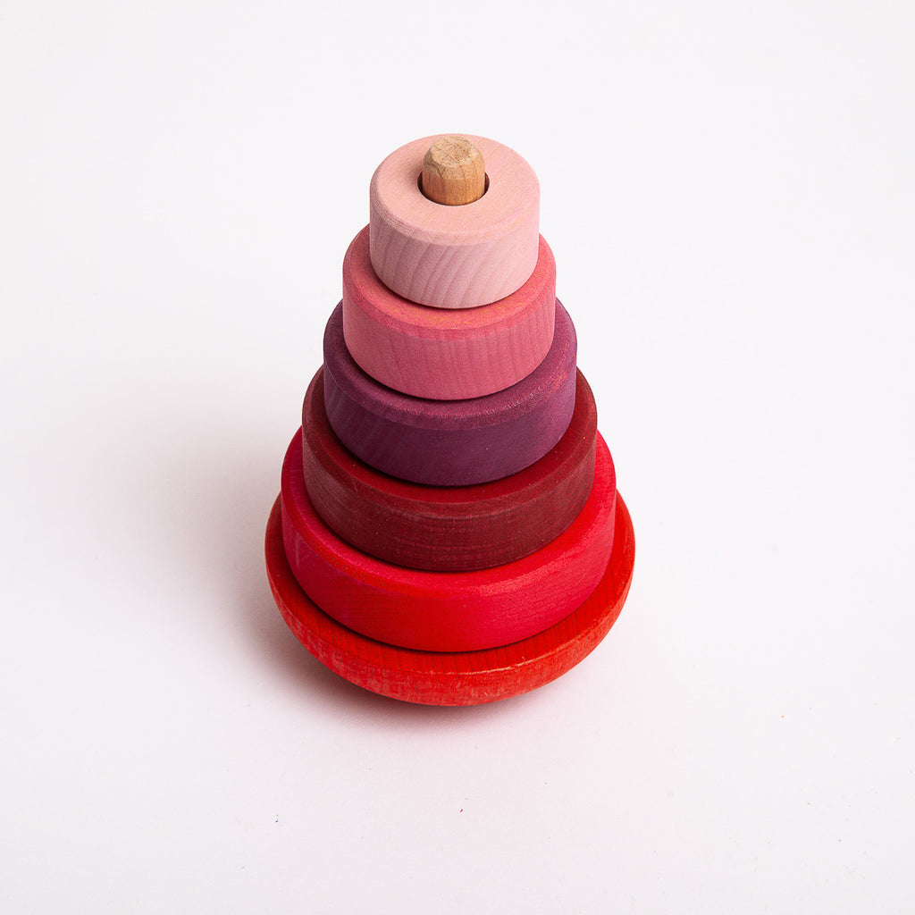 Pink Wobbly Stacking Tower - Grimm's Spiel & Holtz - The Acorn Store - Wooden Toy