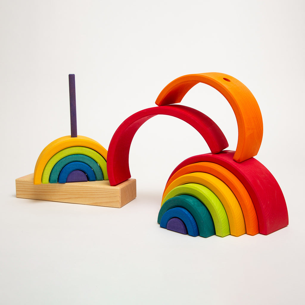 Rainbow Stacking Tower - Grimm's Spiel & Holtz - The Acorn Store - Wooden Toy