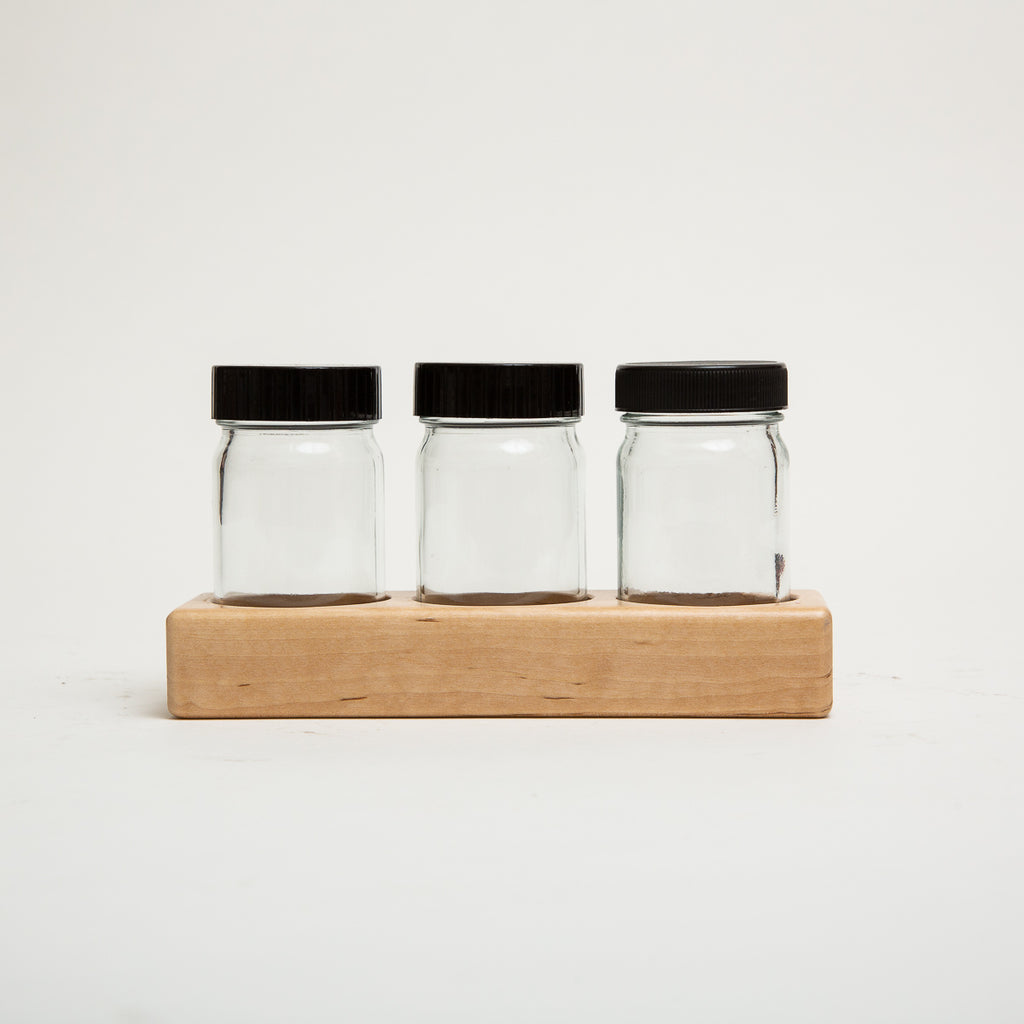 Wooden Holder for 3 Glass Paint Jars - Mercurius - The Acorn Store - Décor