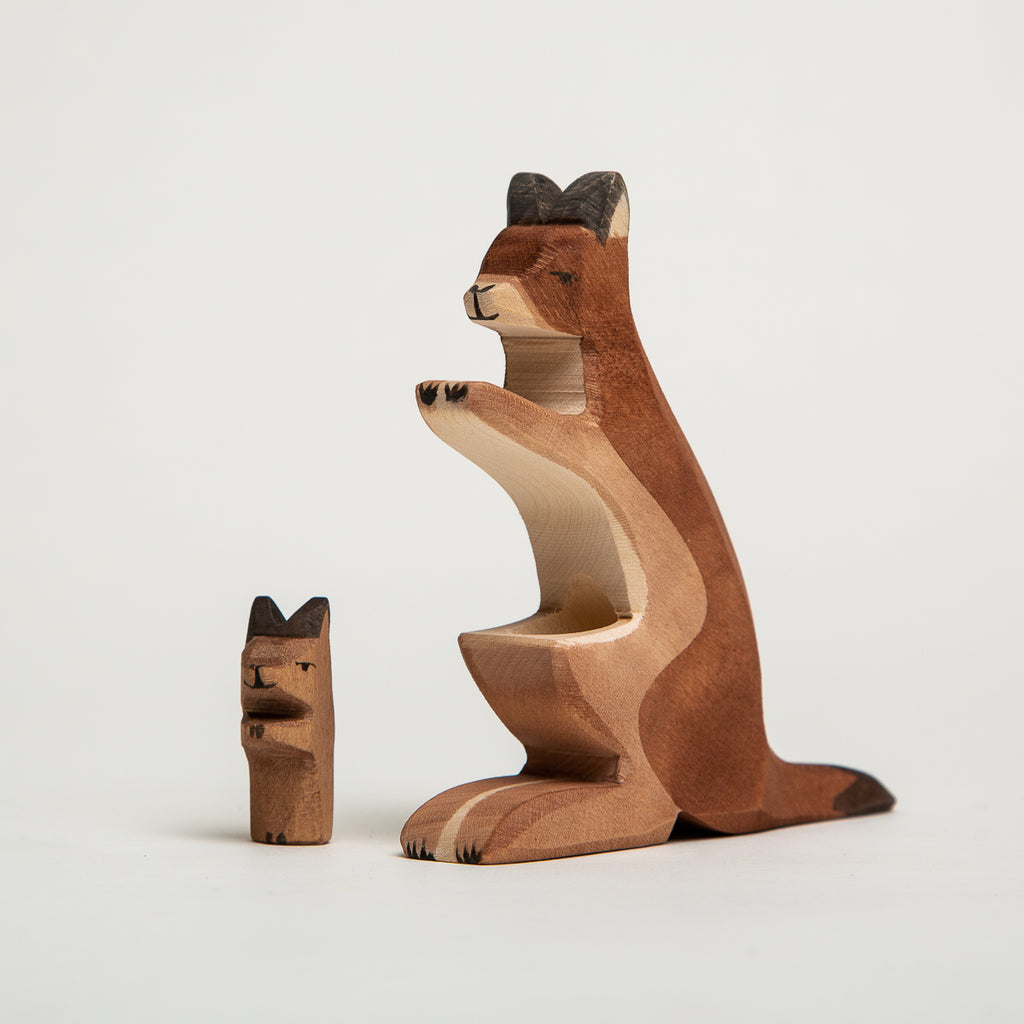 Kangaroo with Baby - Ostheimer Wooden Toys - The Acorn Store - Décor