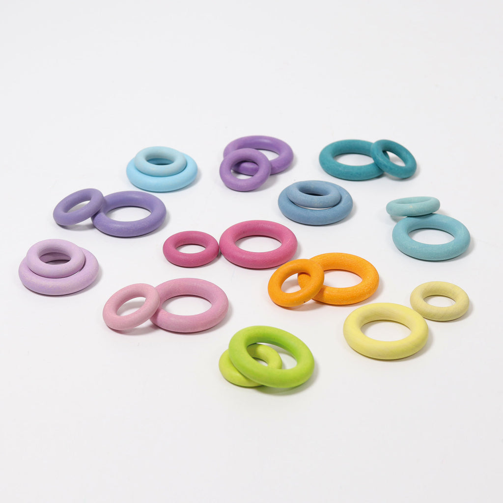 Building Rings Pastel - Grimm's Spiel & Holtz - The Acorn Store - Wooden Toys