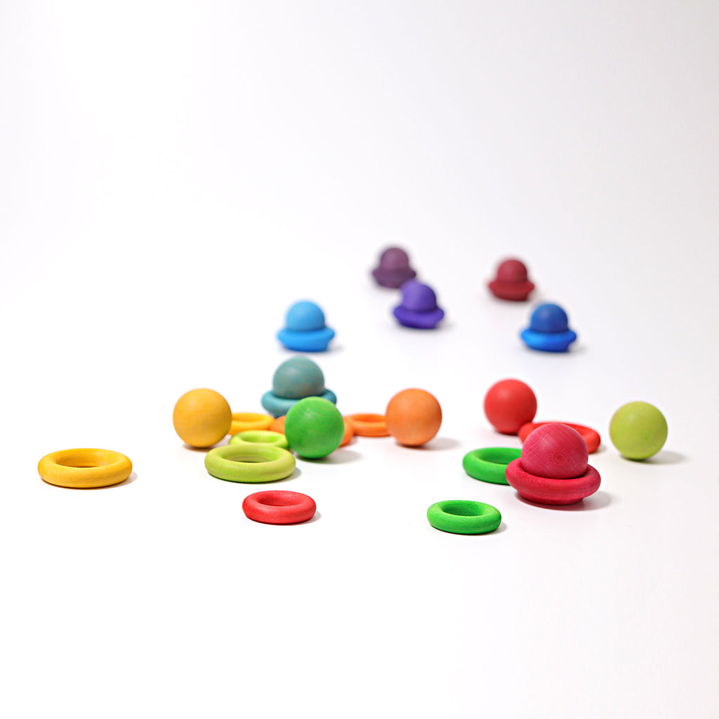 Small Rainbow Balls - Grimm's Spiel & Holtz - The Acorn Store - Wooden Toy
