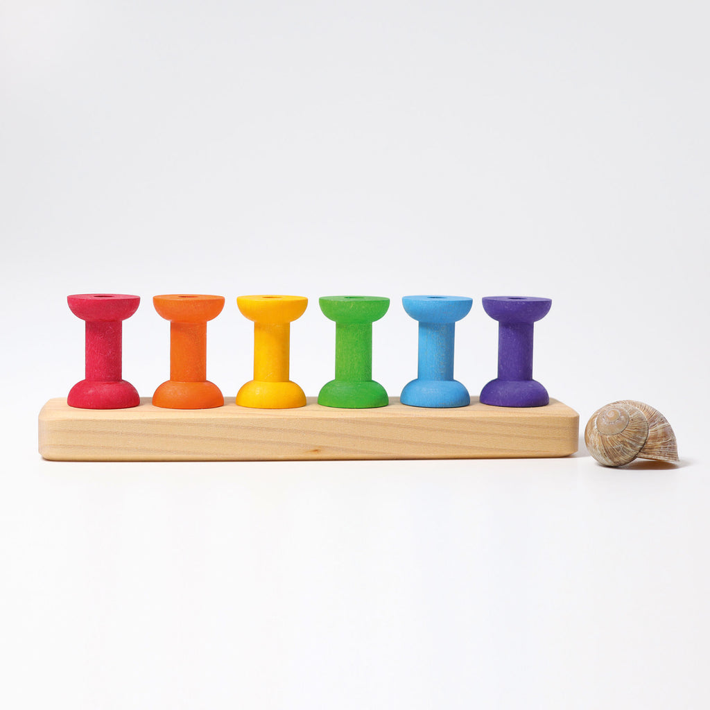 Thread Game Small Bobbins - Grimm's Spiel & Holtz - The Acorn Store - Wooden Toy