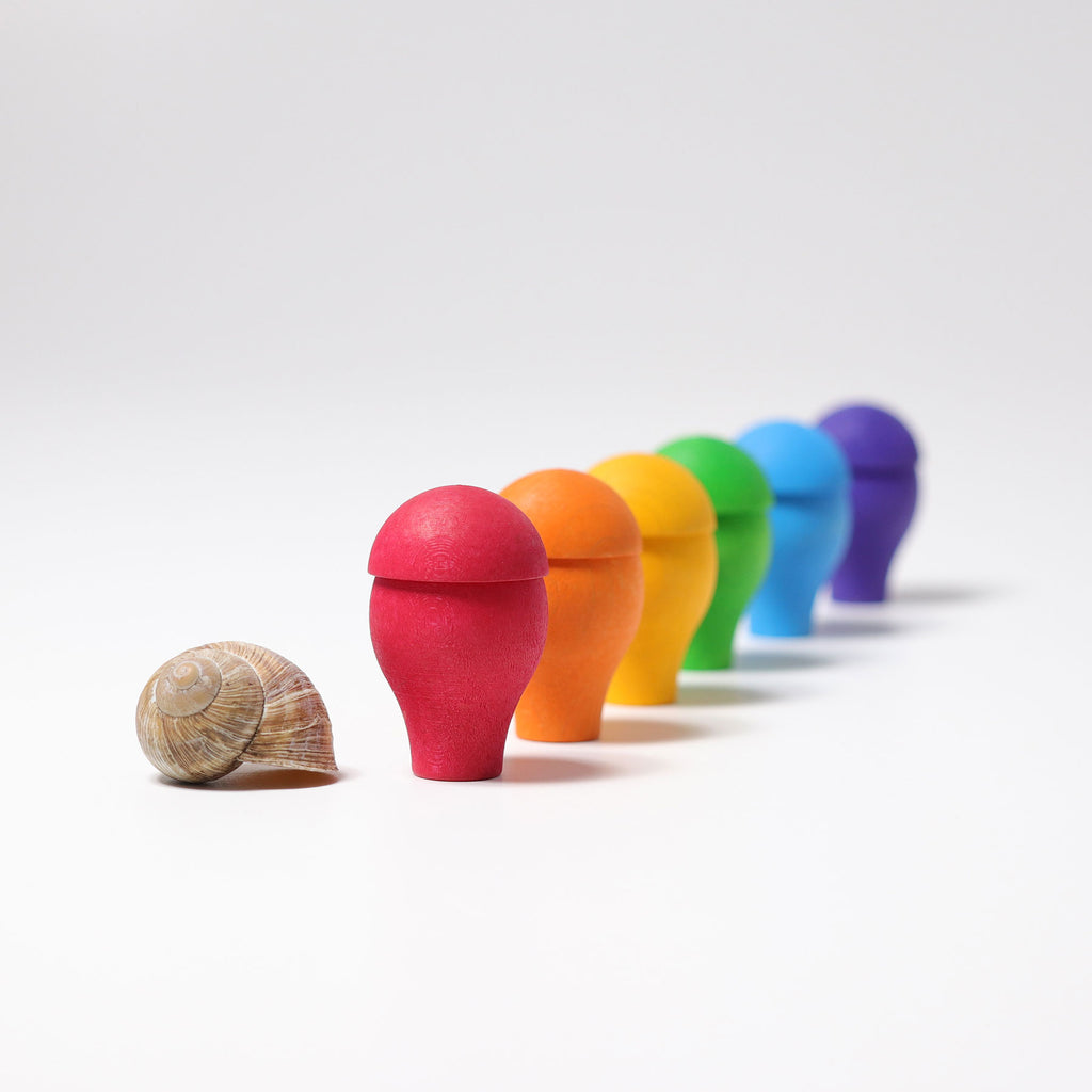 Rainbow Mushrooms - Grimm's Spiel & Holtz - The Acorn Store - Wooden Toy