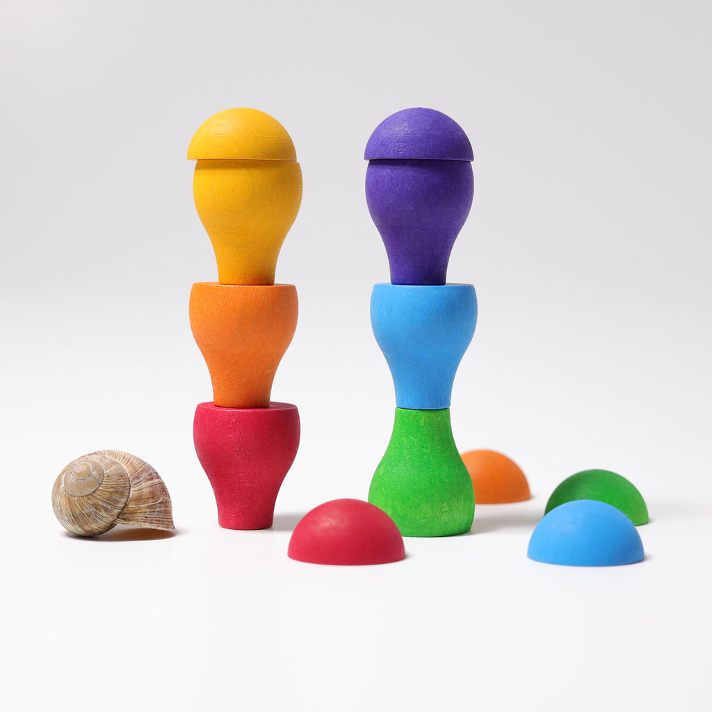 Rainbow Mushrooms - Grimm's Spiel & Holtz - The Acorn Store - Wooden Toy