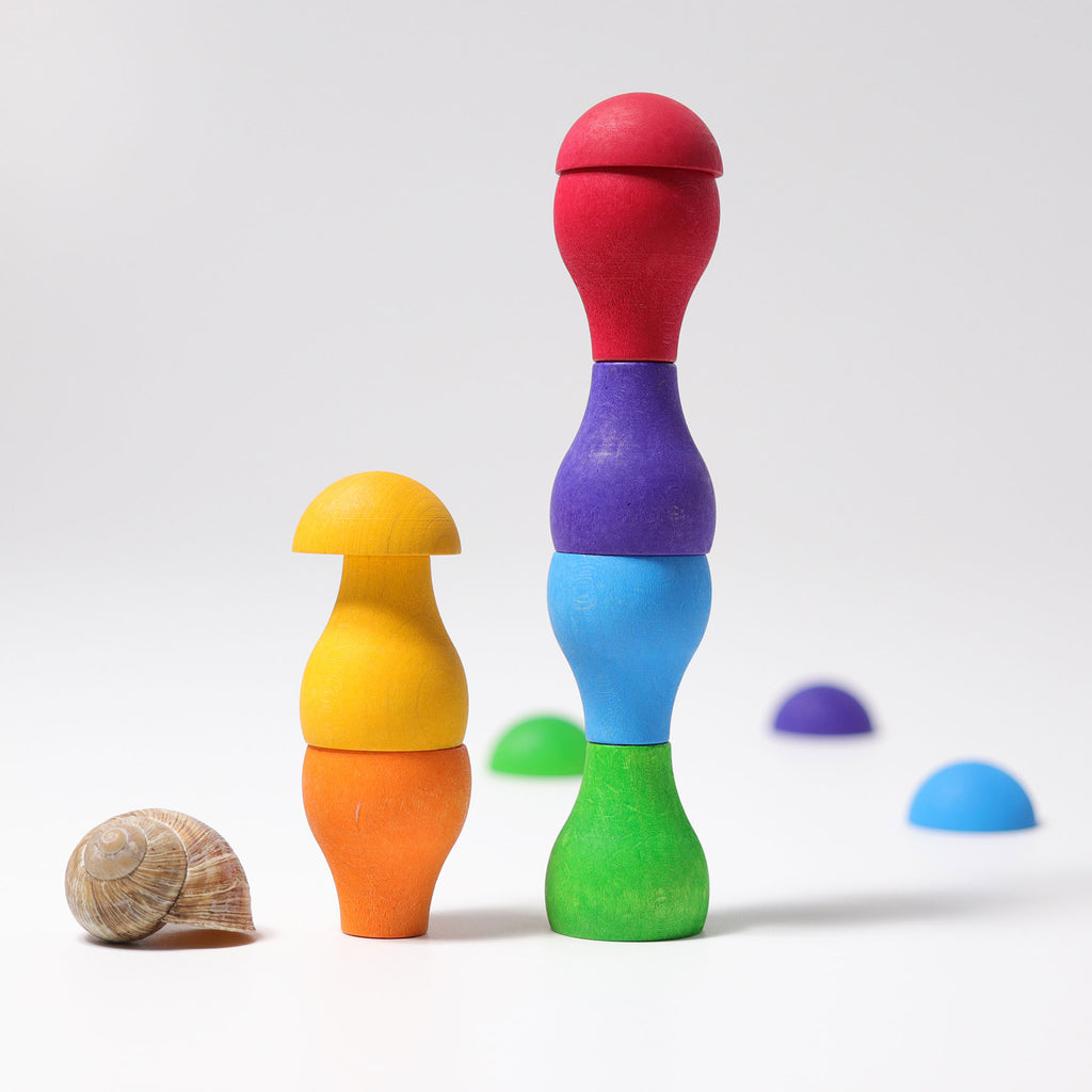 Rainbow Mushrooms - Grimm's Spiel & Holtz - The Acorn Store - Wooden Toy