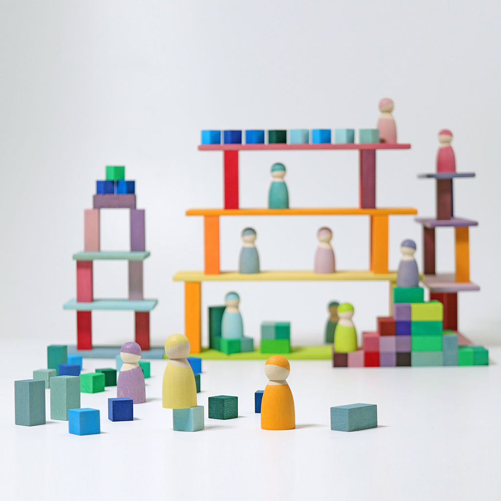 Pastel Building Boards - Grimm's Spiel & Holtz - The Acorn Store - Wooden Toy