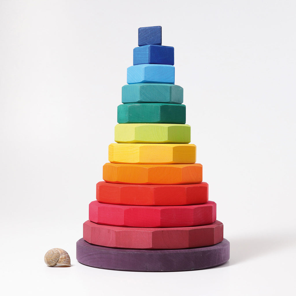 Giant Geometrical Stacking Tower - Grimm's Spiel & Holtz - The Acorn Store - Wooden Toy