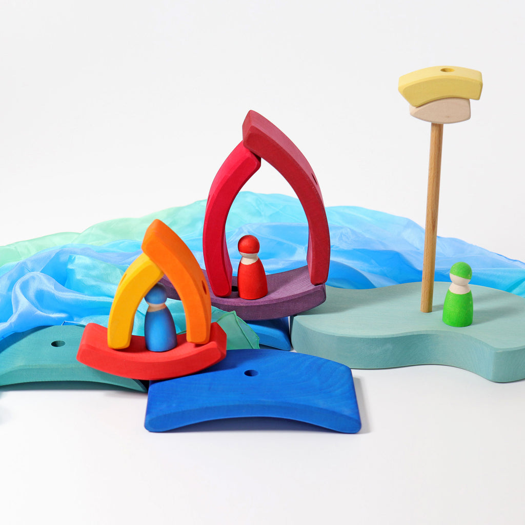 Boat Stacking Tower - Grimm's Spiel & Holtz - The Acorn Store - Wooden Toy