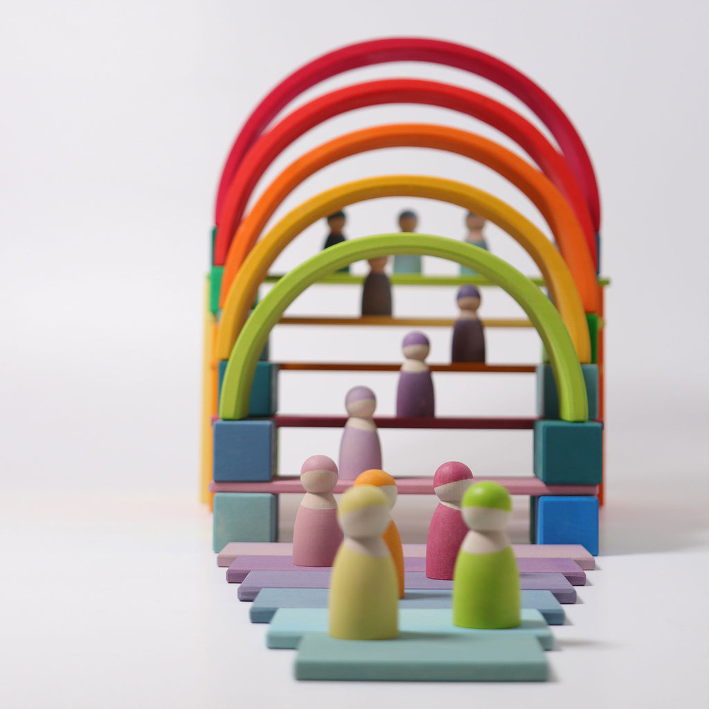 Pastel Rainbow Friends - Grimm's Spiel & Holtz - The Acorn Store - Wooden Toy