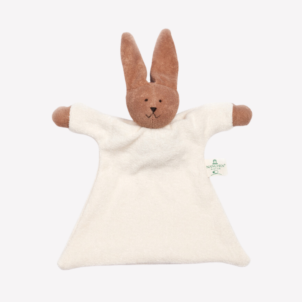 Sweet, soft, cuddly and perfect for baby. Lovingly handmade to be just right for tiny hands to grasp and hold.  The cute and happy bunny is a perfect soother and lovie for babies.  Soothing, cozy, wonderfully soft and adorable to look at. Great at home or on the go and a perfect gift!
Organic Cotton and Organic Wool
