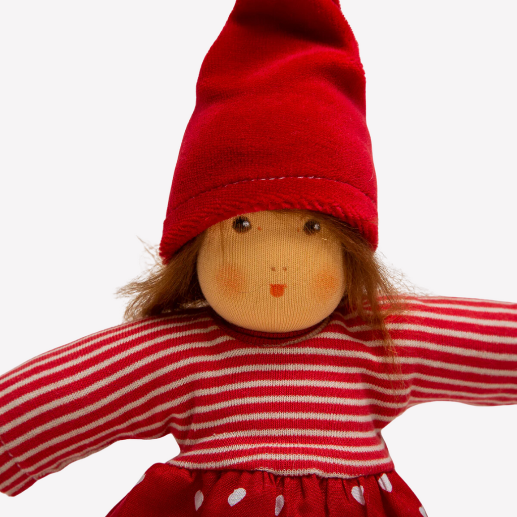 Sweet and soft, so cuddly elf... a perfect little companion. Lovingly handmade to be just right for little hands to hold and love for a lifetime. Wonderfully charming and adorable to look at, the subtle expression is calming and comforting. A friend to have along for a walk, a day at the park, a nap or anytime or an exquisite gift!