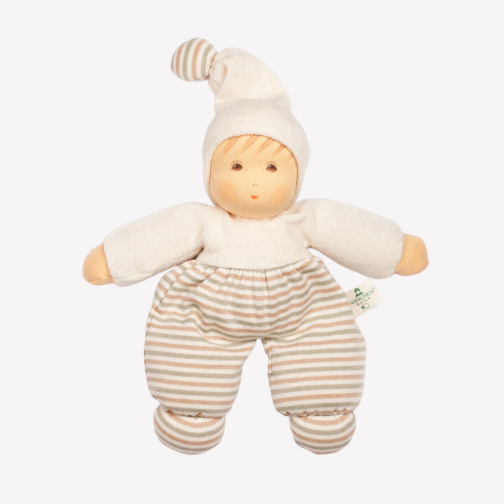 Nanchen Natur Organic Cotton and Organic Wool - Mopschen -  Lovey / Sleeping Doll Sweet, soft, cuddly and perfect for baby. Lovingly handmade to be just right for tiny hands to grasp and hold. Soothing, cozy, wonderfully soft and adorable to look at. Great at home or on the go and a perfect gift! Each sold separately.