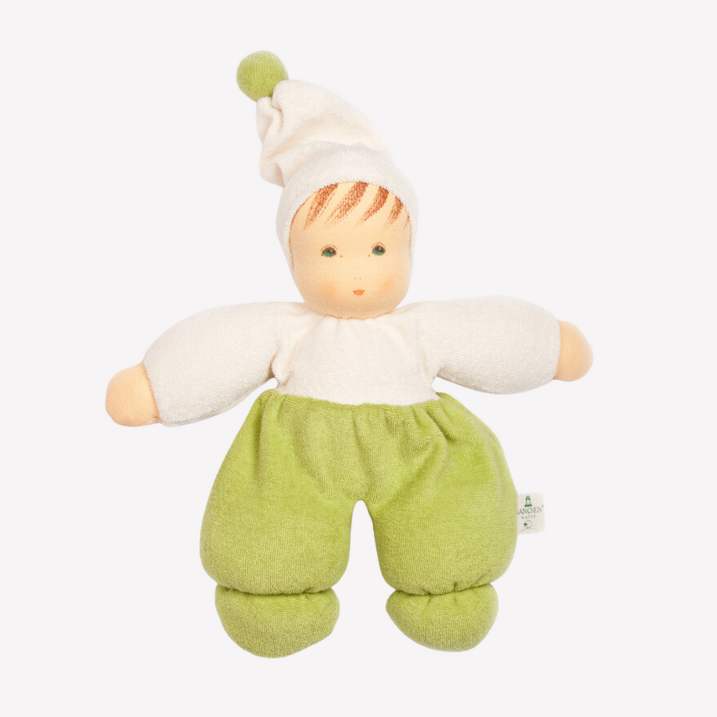 Nanchen Natur Organic Cotton and Organic Wool - Mopschen -  Lovey / Sleeping Doll Sweet, soft, cuddly and perfect for baby. Lovingly handmade to be just right for tiny hands to grasp and hold. Soothing, cozy, wonderfully soft and adorable to look at. Great at home or on the go and a perfect gift! Each sold separately.