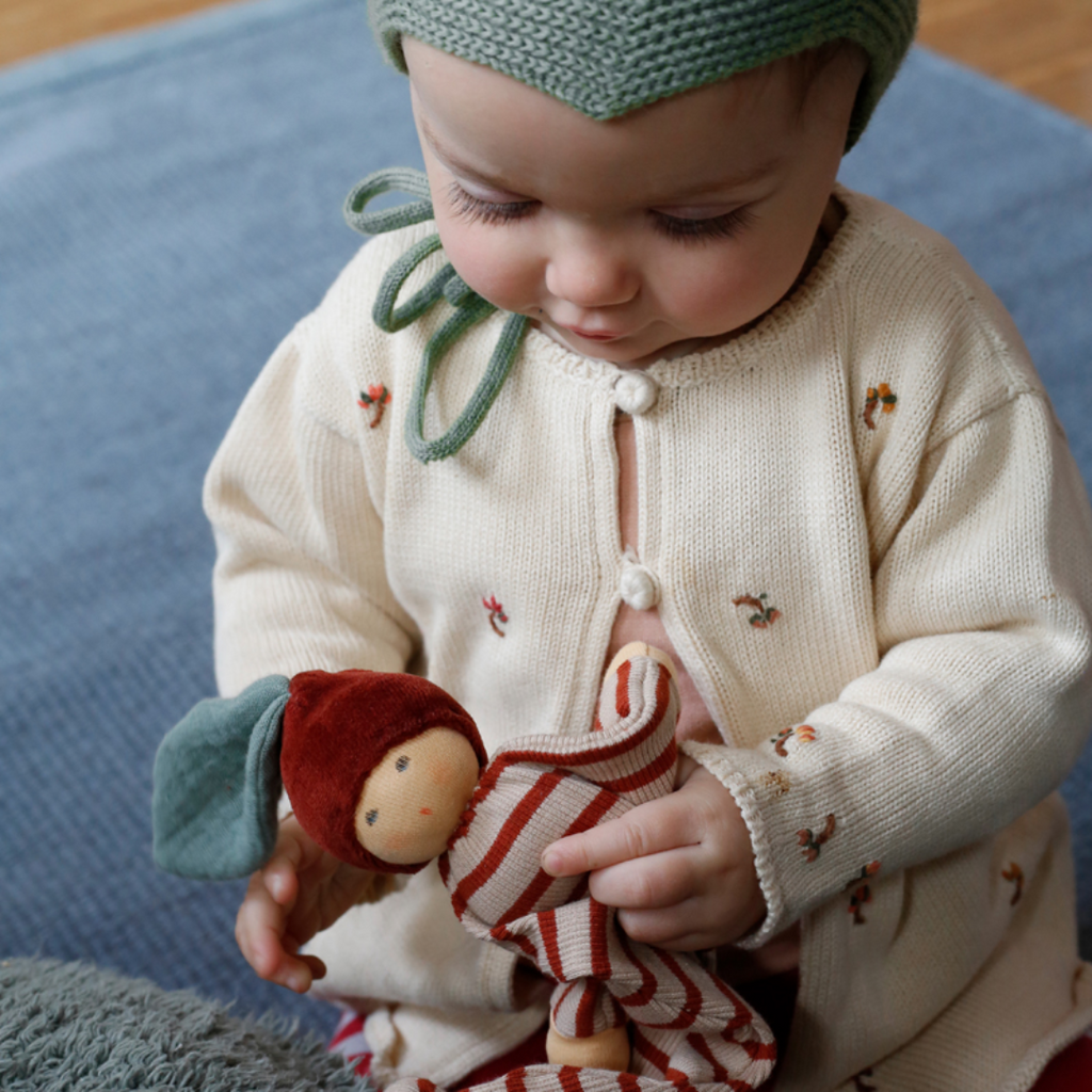 Nanchen Natur Organic Cotton and Organic Wool - Chestnut Baby  - Soother / Doll Sweet, soft, cuddly and perfect for baby. Lovingly handmade to be just right for tiny hands to grasp and hold. Soothing, cozy, wonderfully soft and adorable to look at. Great at home or on the go and a perfect gift! Each sold separately.