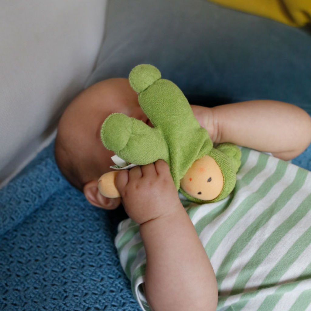 Sweet, soft, cuddly and perfect for baby. Lovingly handmade to be just right for tiny hands to grasp and hold. Wonderfully soft and adorable to look at. Great at home or on the go and a perfect gift! Each sold separately. Organic Cotton and organic wool