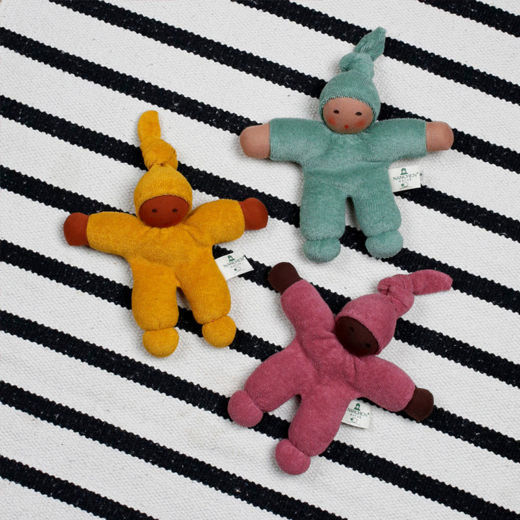 Sweet, soft, cuddly and perfect for baby. Lovingly handmade to be just right for tiny hands to grasp and hold. Wonderfully soft and adorable to look at. Great at home or on the go and a perfect gift! Each sold separately. Organic Cotton and organic wool
