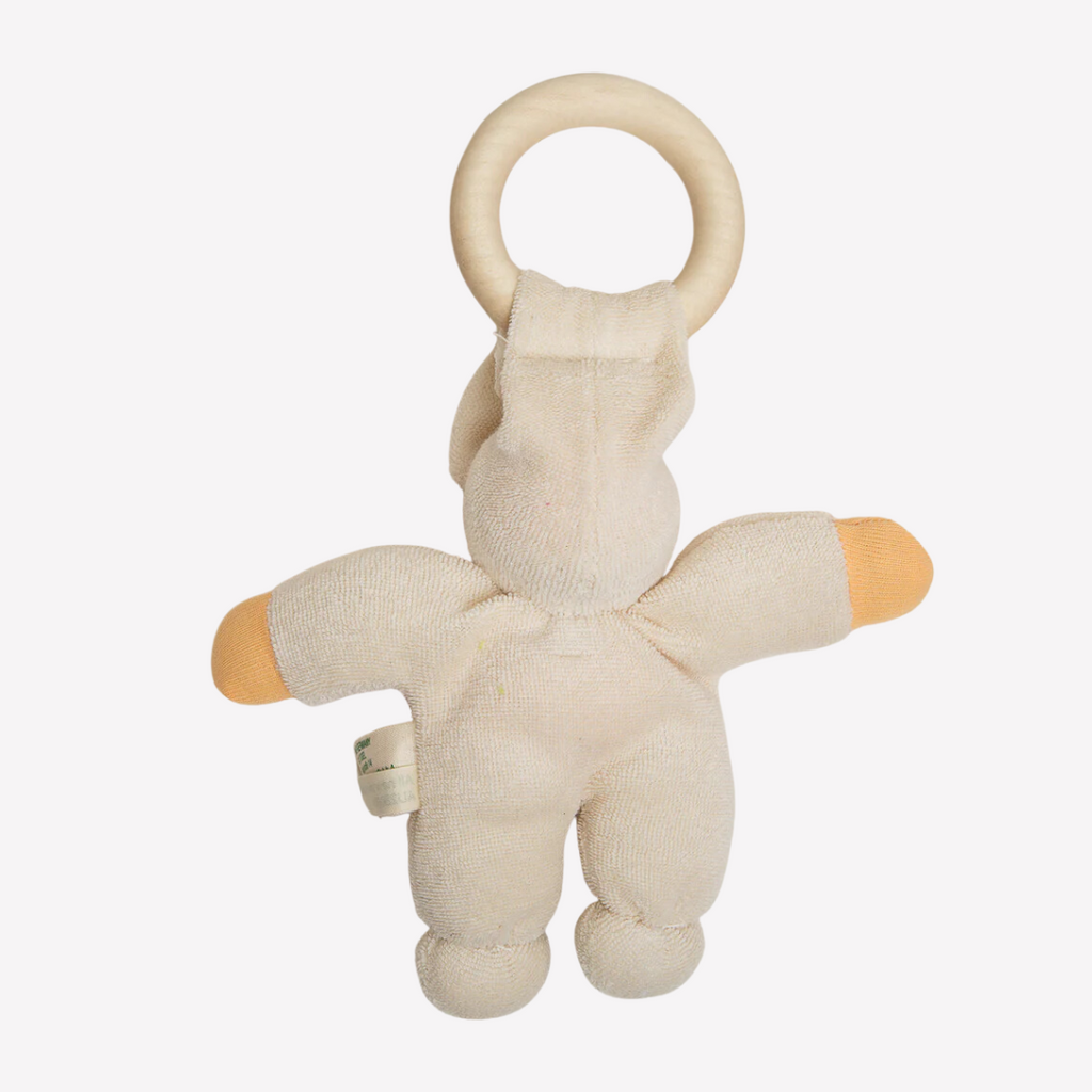 
Sweet, soft, cuddly and perfect for baby. Lovingly handmade to be just right for tiny hands to grasp and hold. The wood ring is smooth and soothing on baby's gums. Wonderfully soft and adorable to look at. Great at home or on the go and a perfect gift! Each sold separately.

Organic Cotton and Organic Wool
