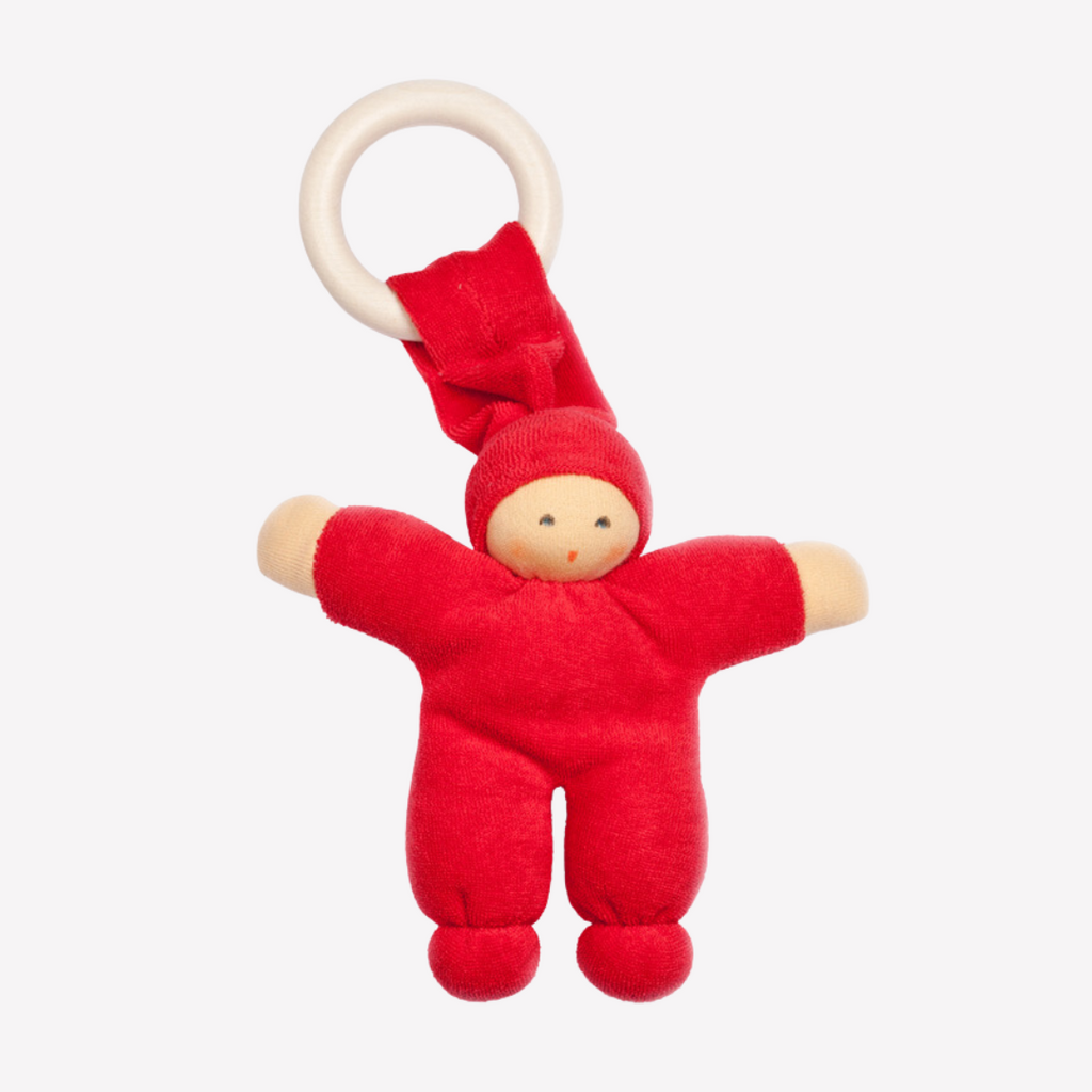 Sweet, soft, cuddly and perfect for baby. Lovingly handmade to be just right for tiny hands to grasp and hold. The wood ring is smooth and soothing on baby's gums. Wonderfully soft and adorable to look at. Great at home or on the go and a perfect gift! Each sold separately.

Organic Cotton and Organic Wool
