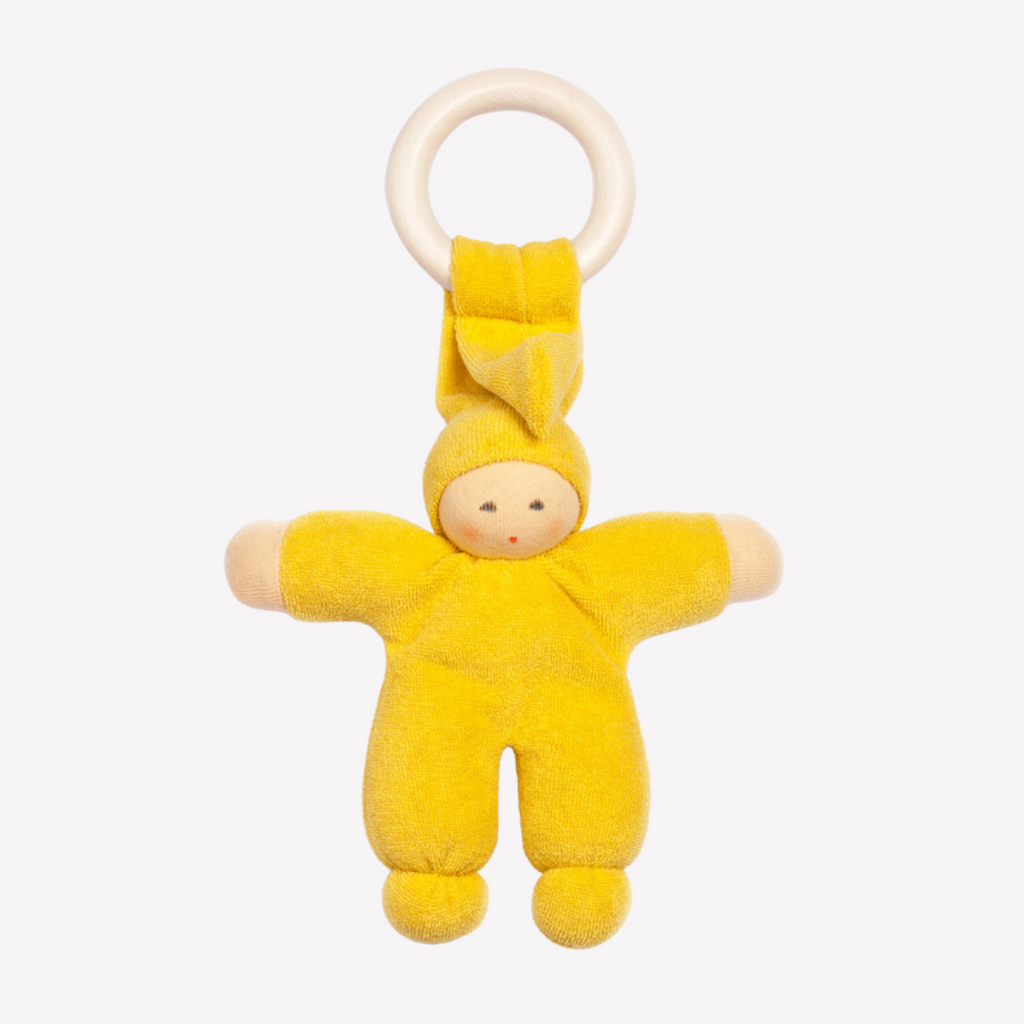 Sweet, soft, cuddly and perfect for baby. Lovingly handmade to be just right for tiny hands to grasp and hold. The wood ring is smooth and soothing on baby's gums. Wonderfully soft and adorable to look at. Great at home or on the go and a perfect gift! Each sold separately.

Organic Cotton and Organic Wool
