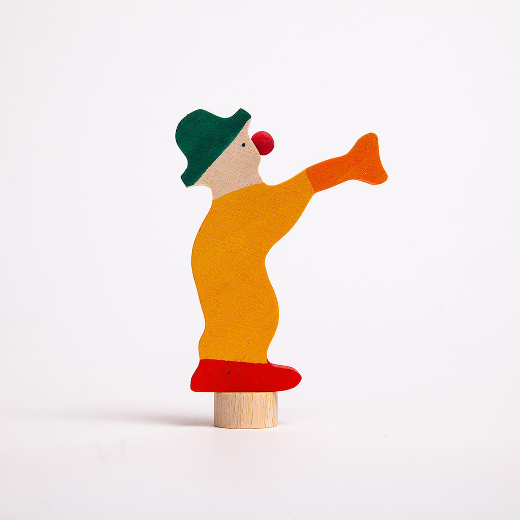 Decorative Figure Yellow Clown With Trumpet - Grimm's Spiel & Holtz - The Acorn Store - Décor