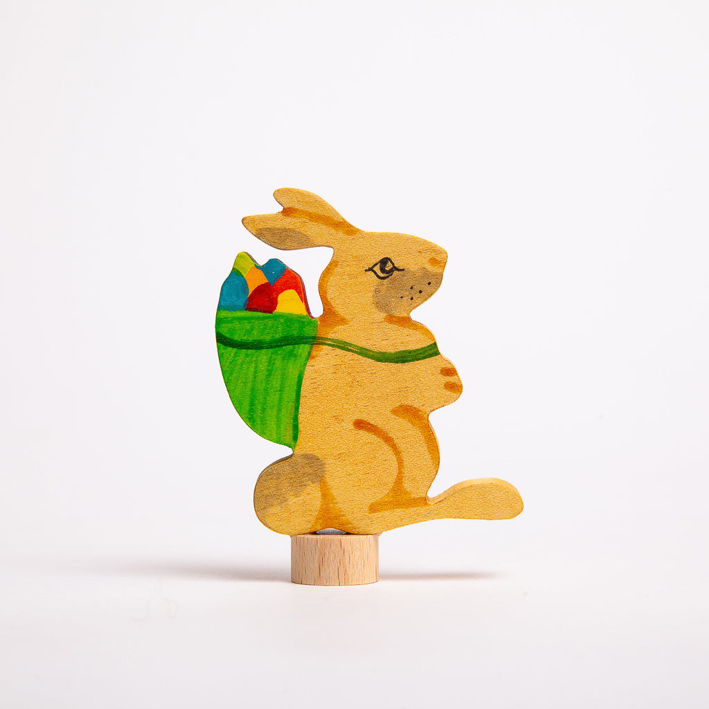 Decorative Figure Rabbit with Basket - Grimm's Spiel & Holtz - The Acorn Store - Décor