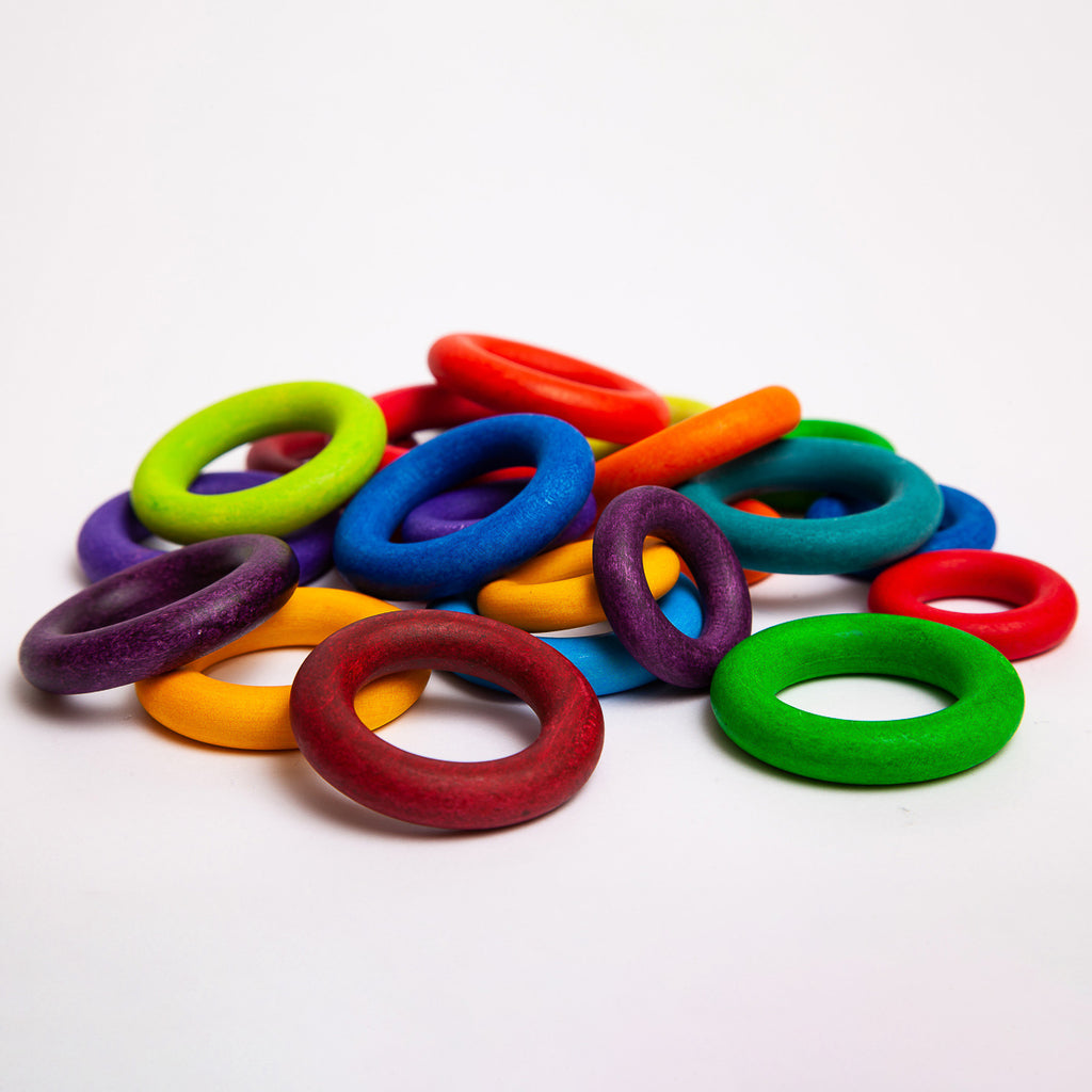 Building Rings Rainbow - Grimm's Spiel & Holtz - The Acorn Store - Wooden Toys