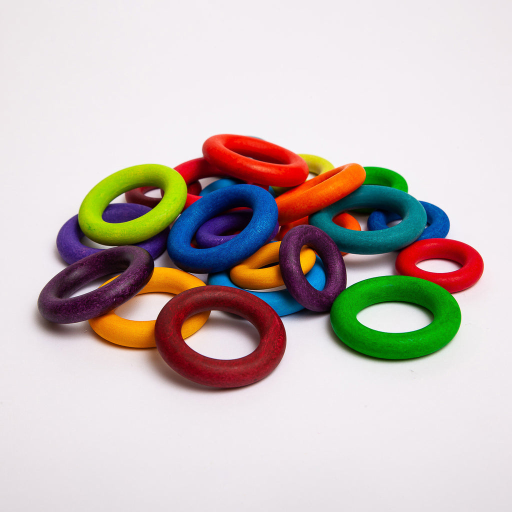 Building Rings Rainbow - Grimm's Spiel & Holtz - The Acorn Store - Wooden Toys