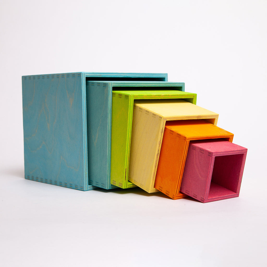 Large Set of Boxes Pastel - Grimm's Spiel & Holtz - The Acorn Store - Wooden Toy