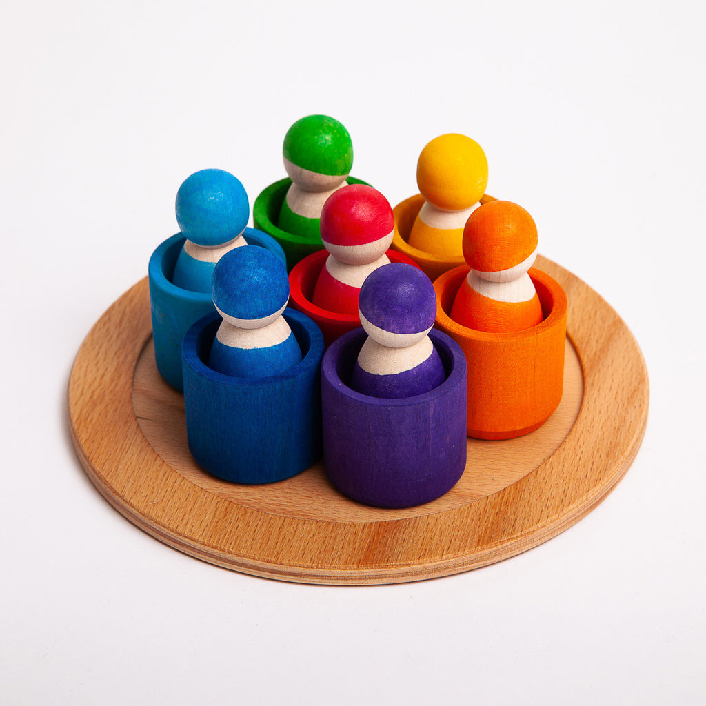 Seven Friends in Bowls - Grimm's Spiel & Holtz - The Acorn Store - Wooden Toys