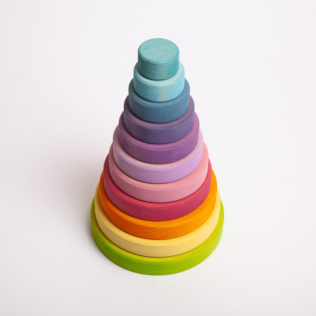 Pastel Conical Tower - Grimm's Spiel & Holtz - The Acorn Store - Wooden Toy