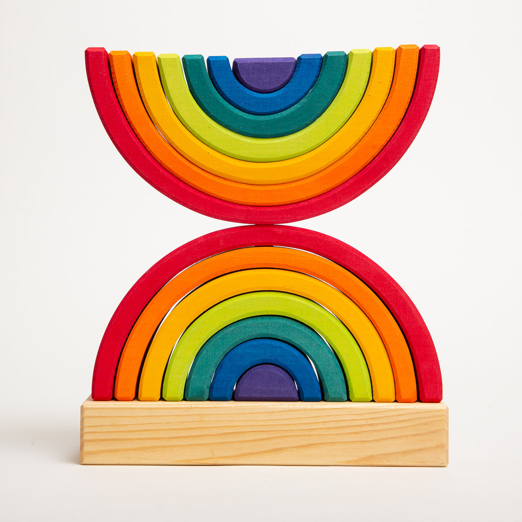 Rainbow Stacking Tower - Grimm's Spiel & Holtz - The Acorn Store - Wooden Toy