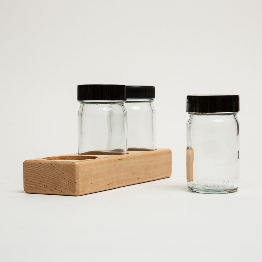 Wooden Holder for 3 Glass Paint Jars - Mercurius - The Acorn Store - Décor