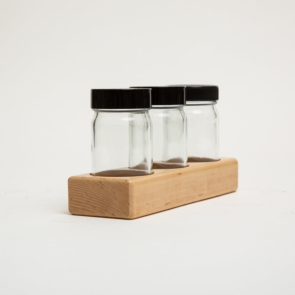 Wooden Holder for 3 Glass Paint Jars - Mercurius - The Acorn Store - Décor