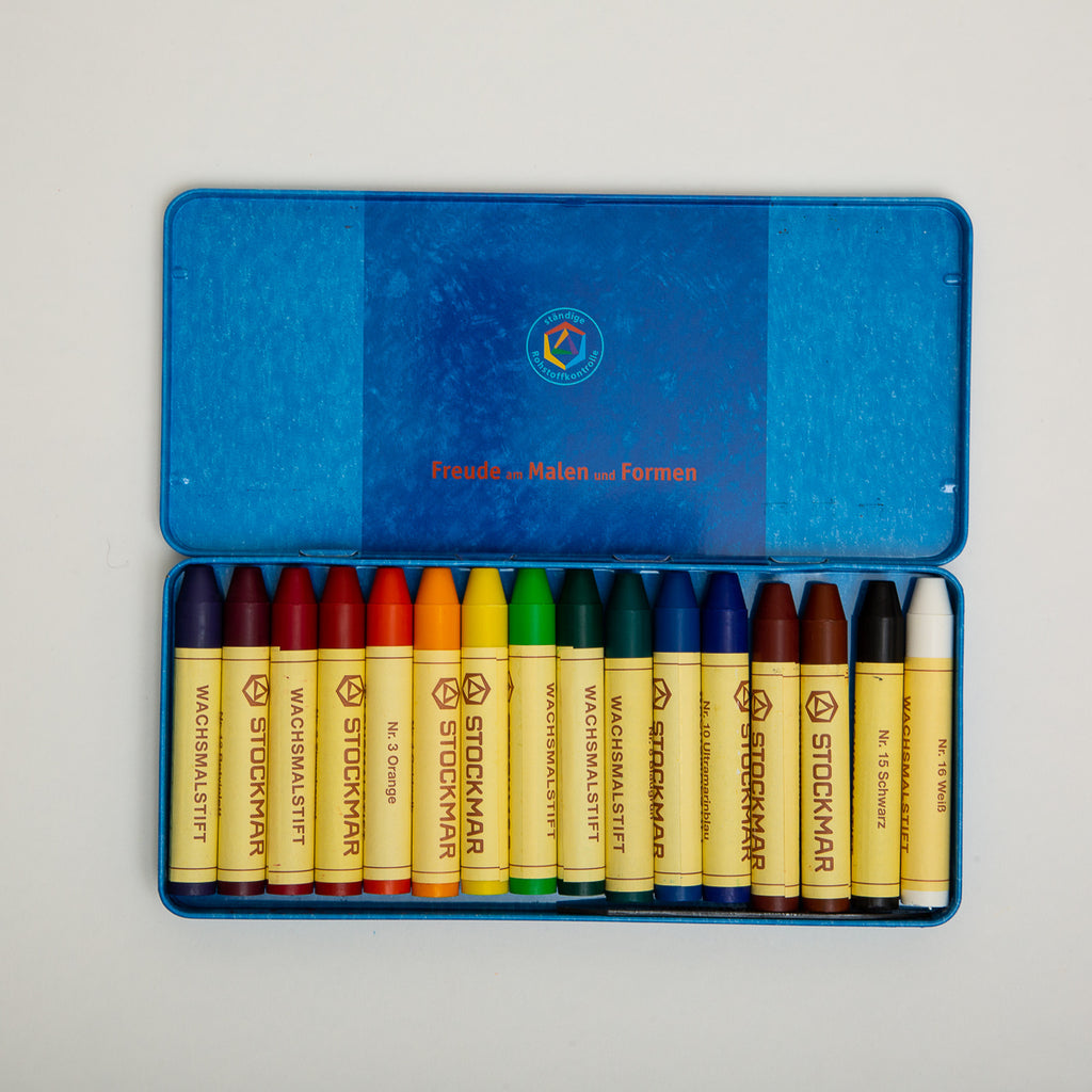 Stockmar Wax Stick Crayons Tin Case 16 Assorted - Mercurius - The Acorn Store - Décor