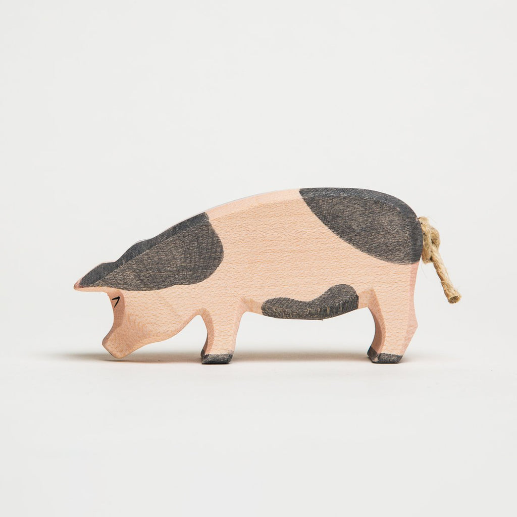 Pig Spotted Head Low - Ostheimer Wooden Toys - The Acorn Store - Décor