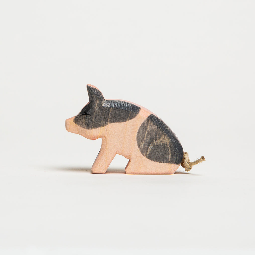 Piglet Spotted Sitting - Ostheimer Wooden Toys - The Acorn Store - Décor