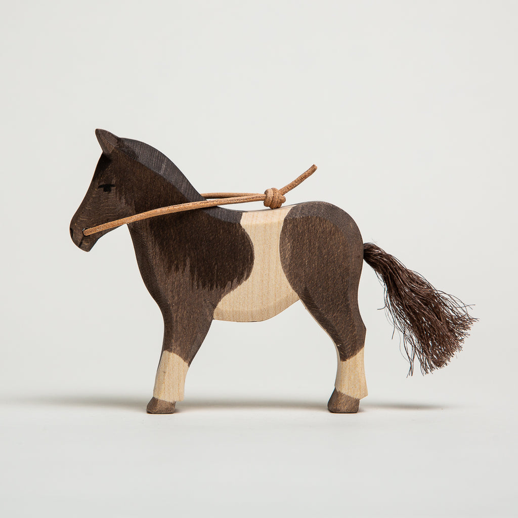 Pony Dark Brown and White - Ostheimer Wooden Toys - The Acorn Store - 