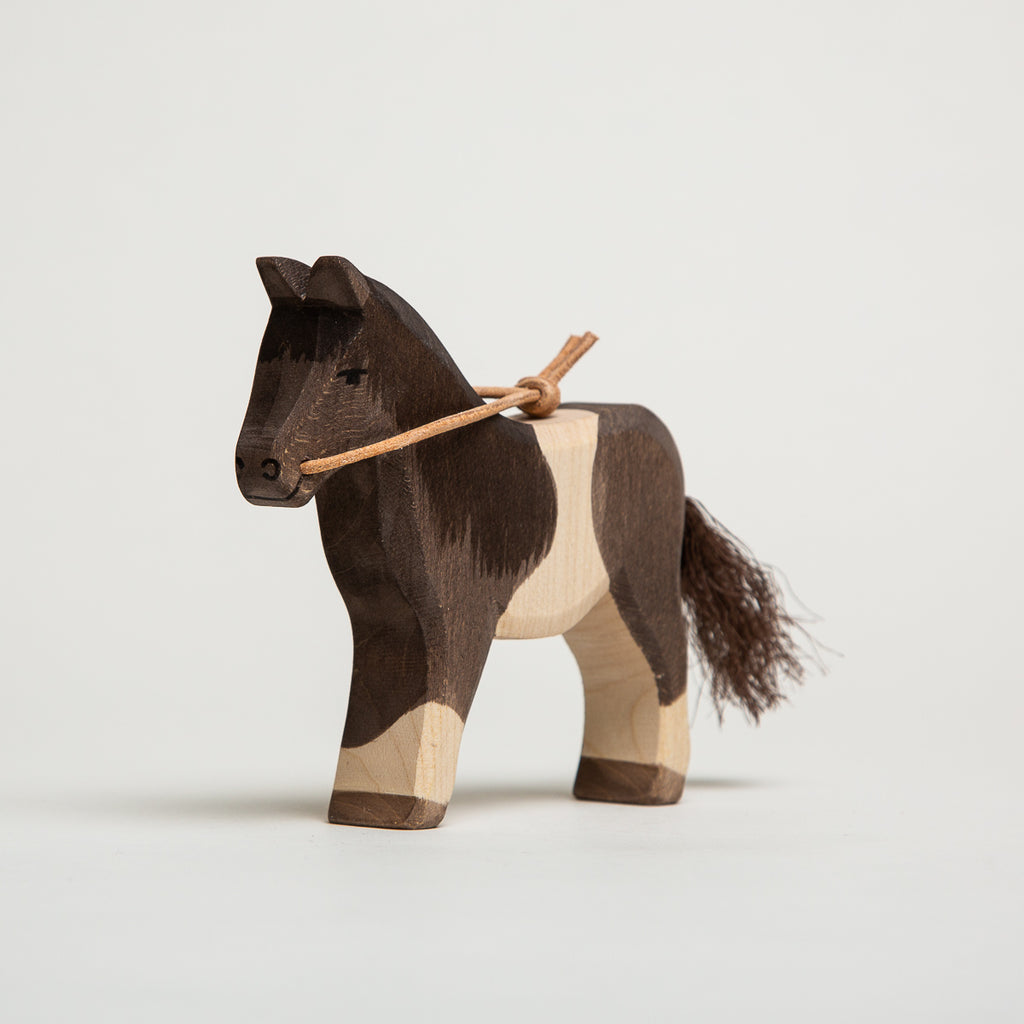 Pony Dark Brown and White - Ostheimer Wooden Toys - The Acorn Store - 