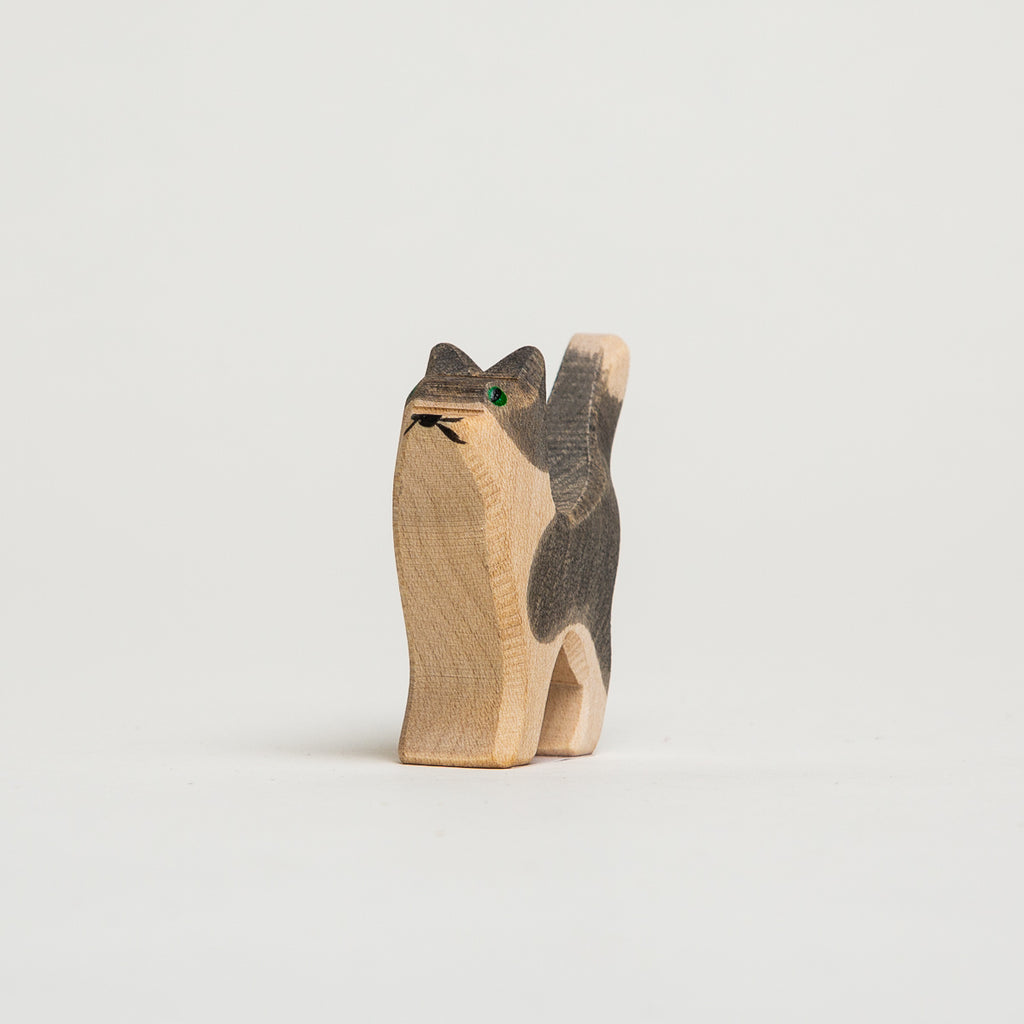 Cat Gray and White Head Up - Ostheimer Wooden Toys - The Acorn Store - Décor