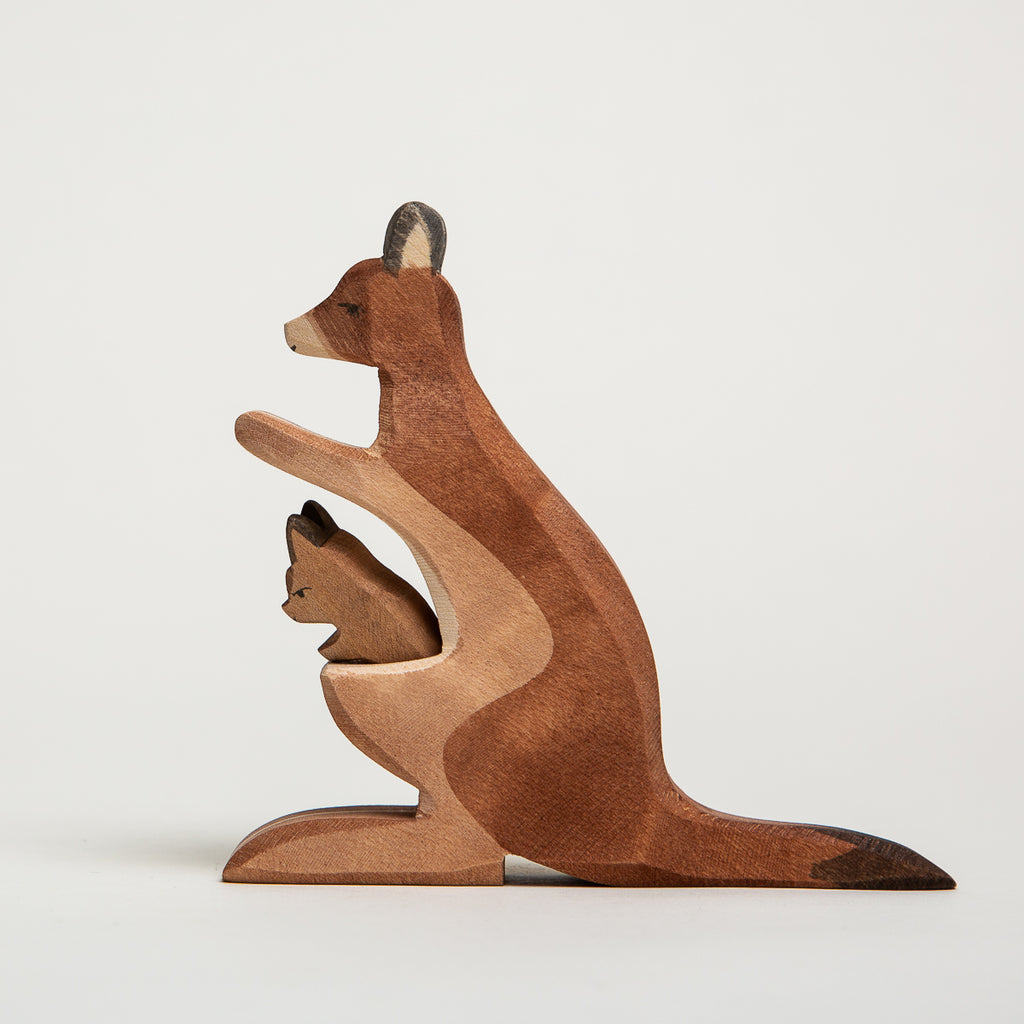 Kangaroo with Baby - Ostheimer Wooden Toys - The Acorn Store - Décor