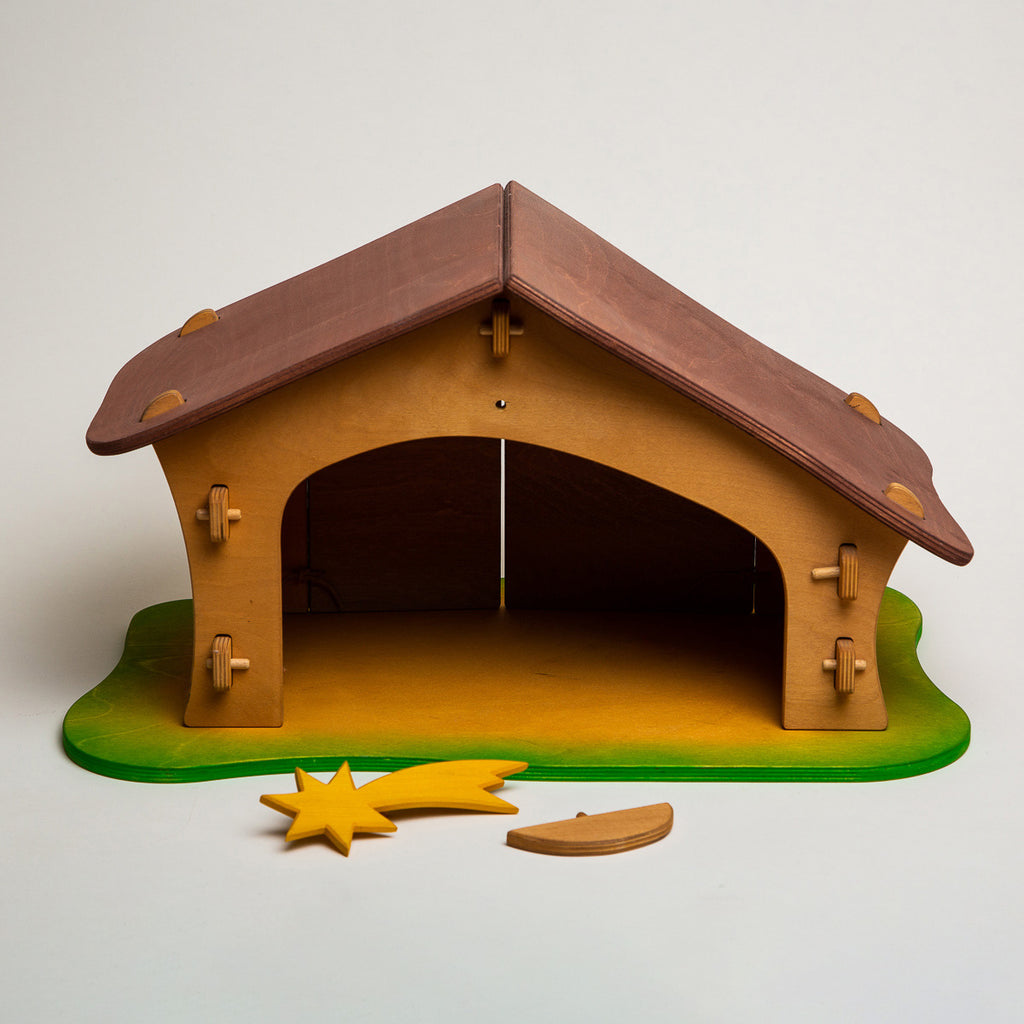 Nativity Stable with Star and Base - Ostheimer Wooden Toys - The Acorn Store - Décor