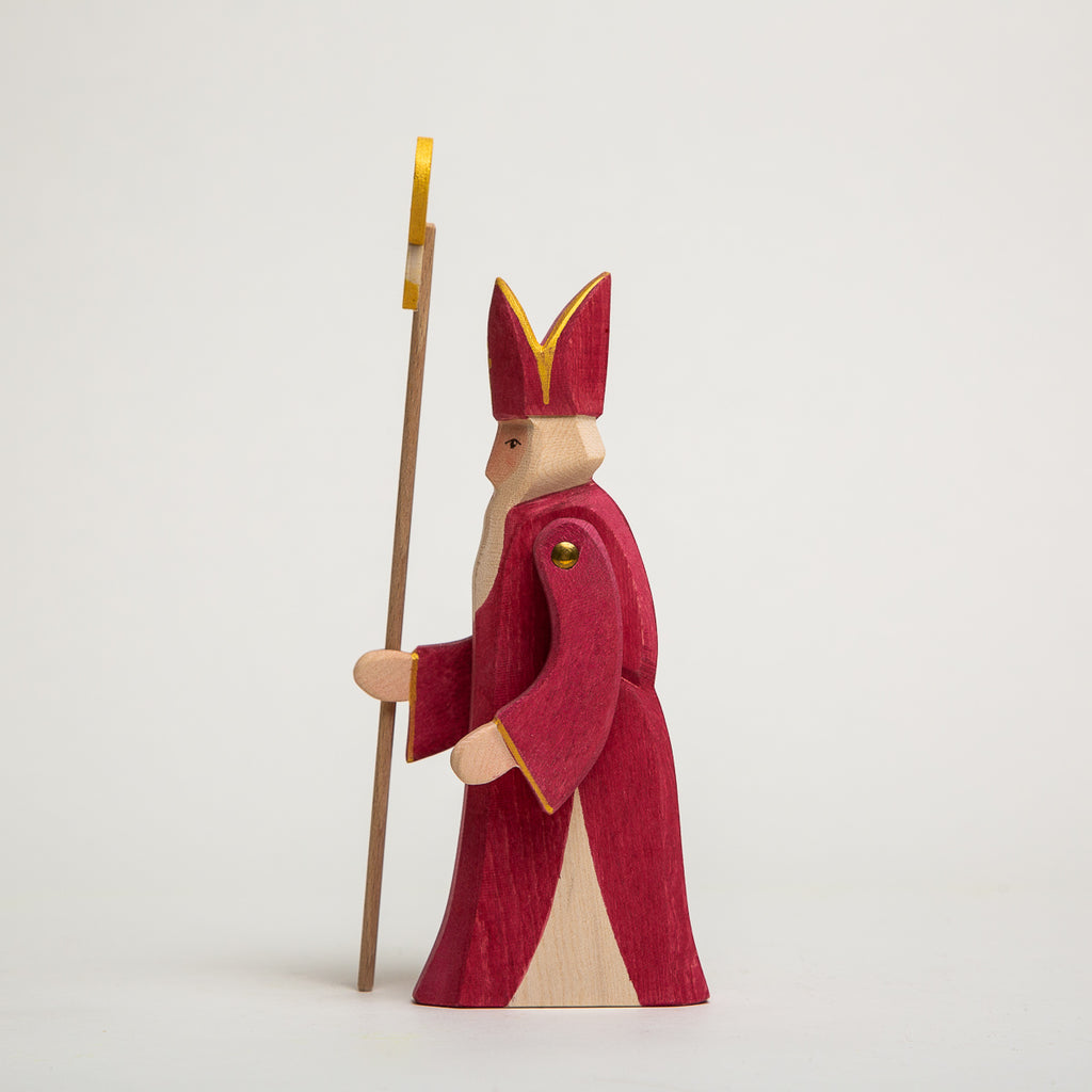 St. Nicholas with Staff II - Ostheimer Wooden Toys - The Acorn Store - Décor