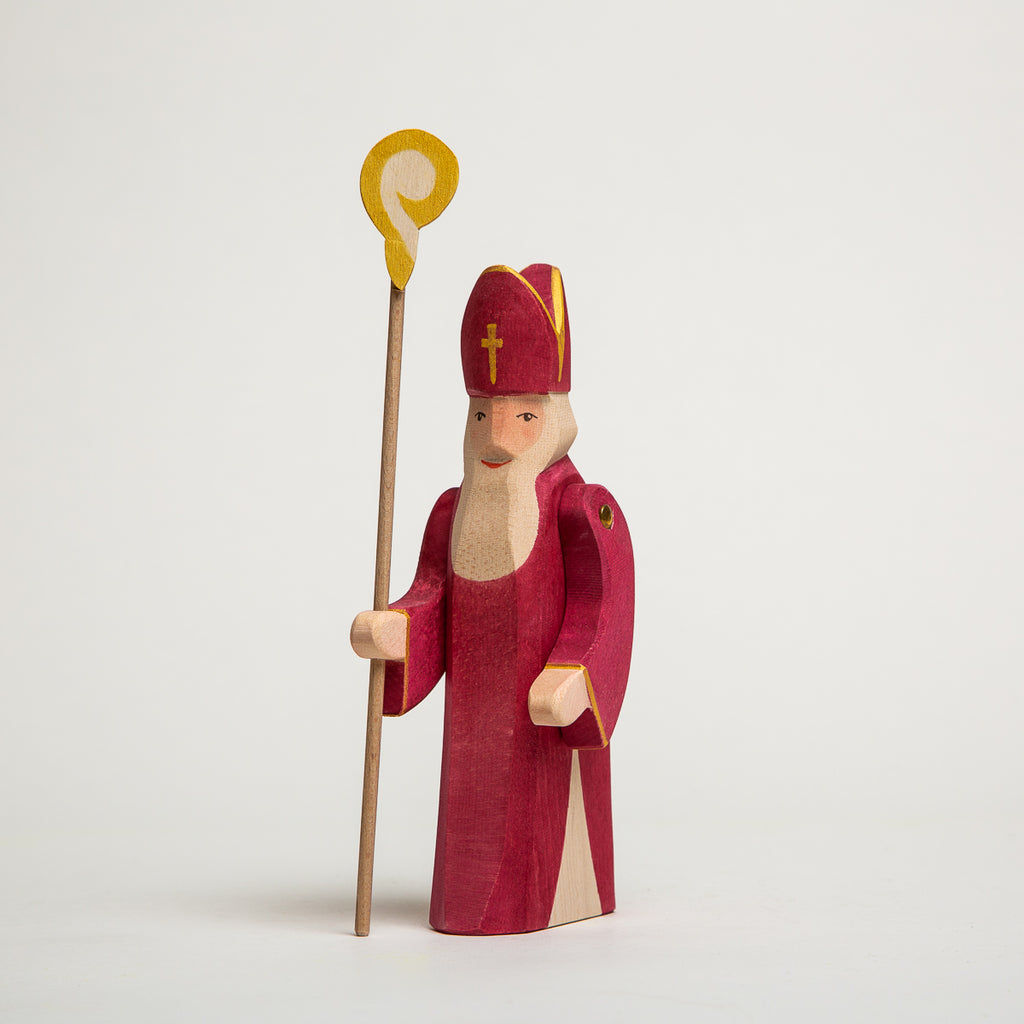 St. Nicholas with Staff II - Ostheimer Wooden Toys - The Acorn Store - Décor