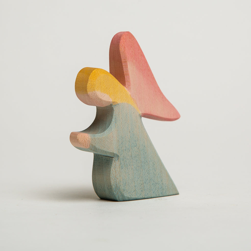 Angel Kneeling Blue - Ostheimer Wooden Toys - The Acorn Store - Décor