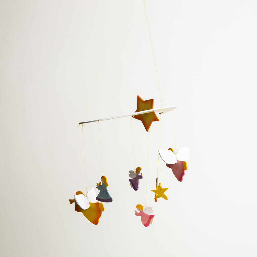 Mobile Moon with Angels - Ostheimer Wooden Toys - The Acorn Store - Décor