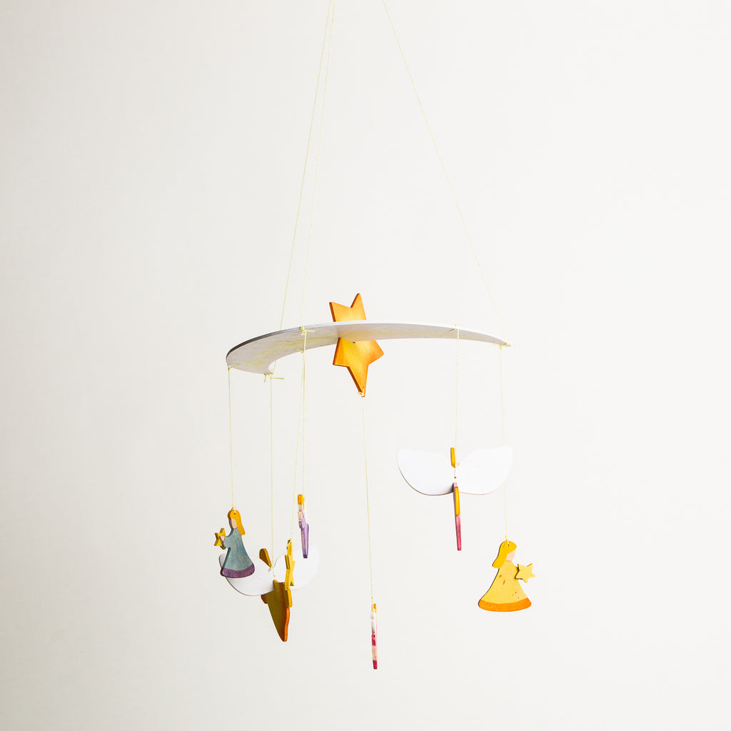 Mobile Moon with Angels - Ostheimer Wooden Toys - The Acorn Store - Décor