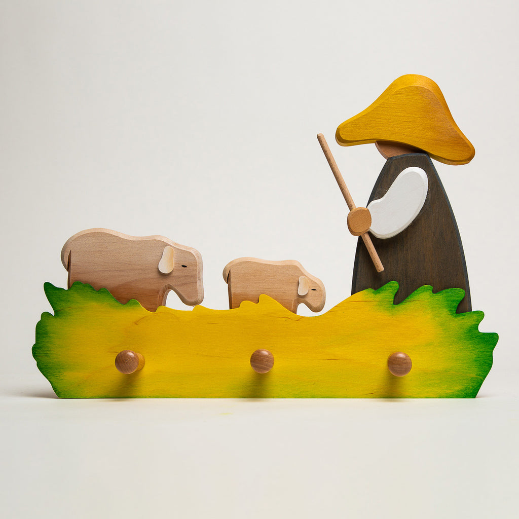 Shepherd with Sheep Coat Rack - Ostheimer Wooden Toys - The Acorn Store - Décor