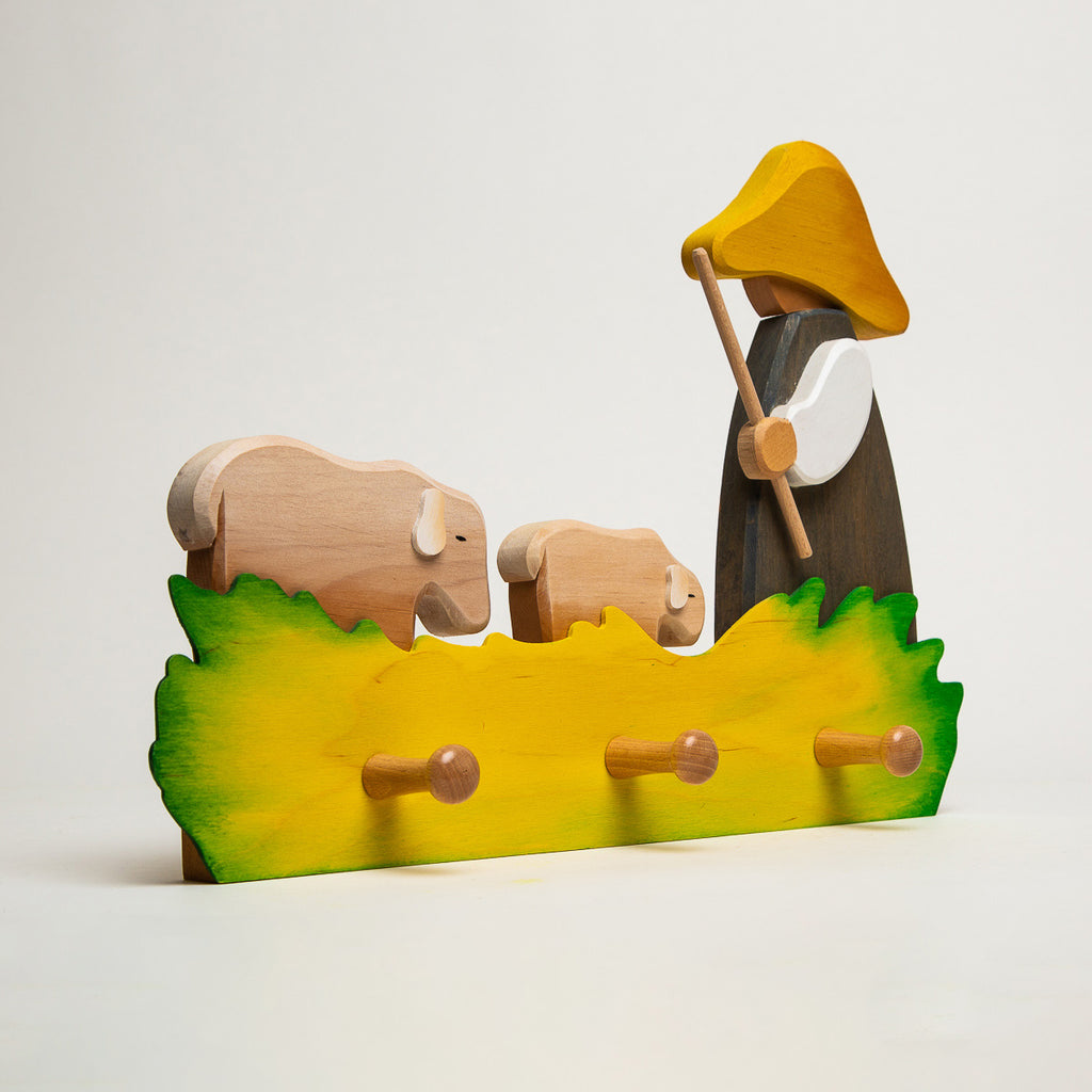 Shepherd with Sheep Coat Rack - Ostheimer Wooden Toys - The Acorn Store - Décor